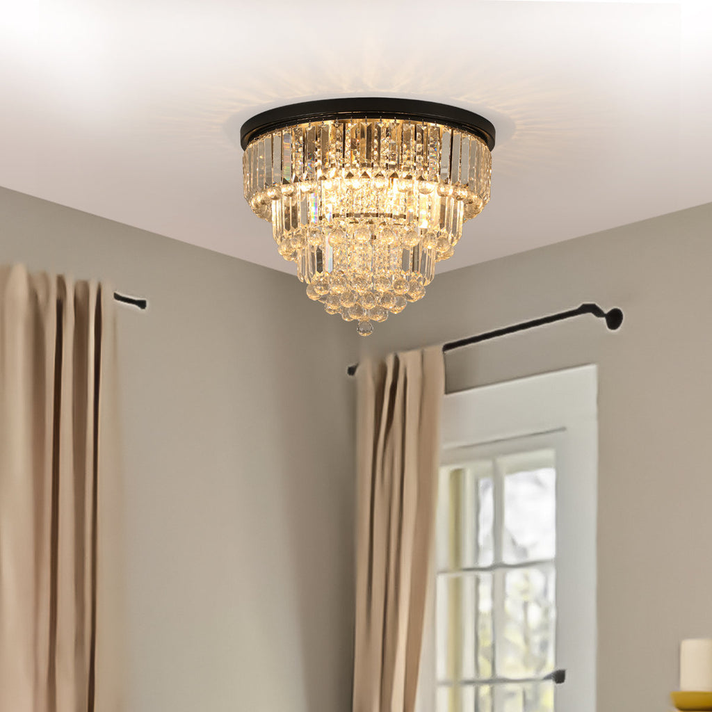 Derek Crystal Flush Mount Chandelier with 6 Lights (Bulb Not Included)