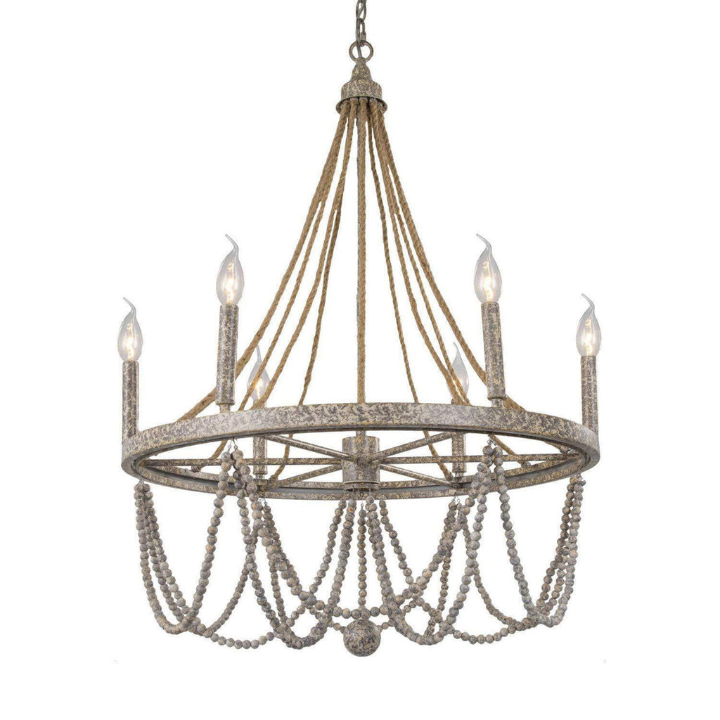 Dianthus 6-Light 25.6'' W Candle Style Beaded Modern Farmhouse Empire Dining Room Chandelier ETL Certified