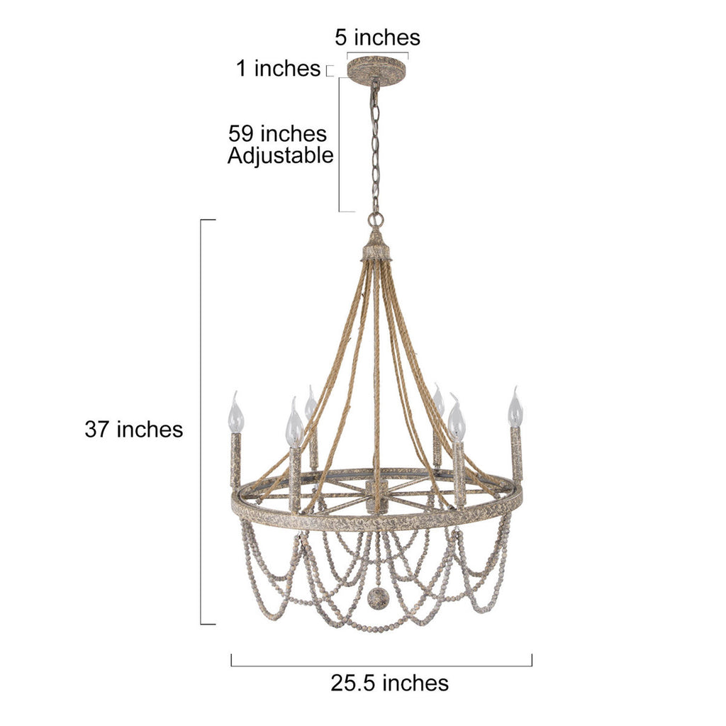 Dianthus 6-Light 25.6'' W Candle Style Beaded Modern Farmhouse Empire Dining Room Chandelier ETL Certified