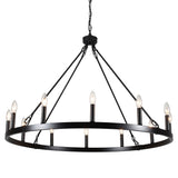 Dineen 12-Light 38" Wide Candle Style Dimmable Wagon Wheel Chandelier