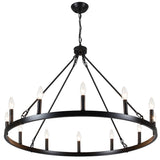 Dineen 12-Light 38" Wide Candle Style Dimmable Wagon Wheel Chandelier