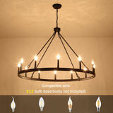 Dineen 12-Light 38" Wide Candle Style Dimmable Wagon Wheel Chandelier