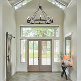 Dineen 12-Light 38" Wide Candle Style Dimmable Wagon Wheel Chandelier