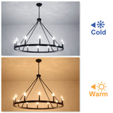 Dineen 12-Light 38" Wide Candle Style Dimmable Wagon Wheel Chandelier