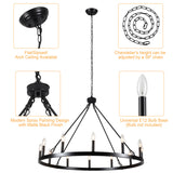 Dineen 12-Light 38" Wide Candle Style Dimmable Wagon Wheel Chandelier