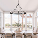 Dineen 12-Light 38" Wide Candle Style Dimmable Wagon Wheel Chandelier
