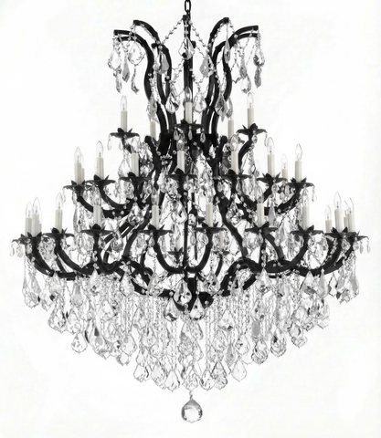 Large Foyer Maria Theresa Empress Crystal Chandelier Wrought Iron - Grand Entryway Lighting H60" W52" A83-3034/18+12+6