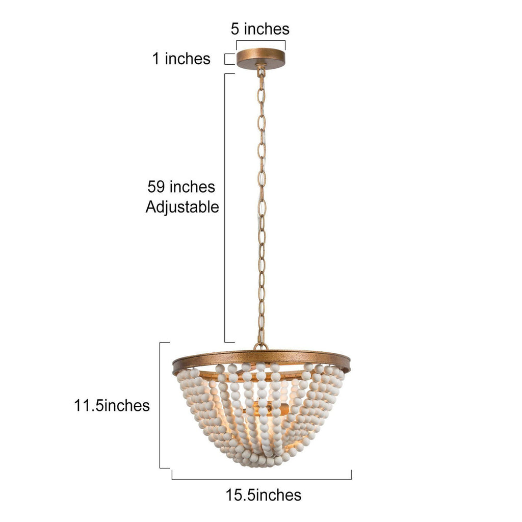 Hatfrneld 3-Light Chandelier with Wood Beaded