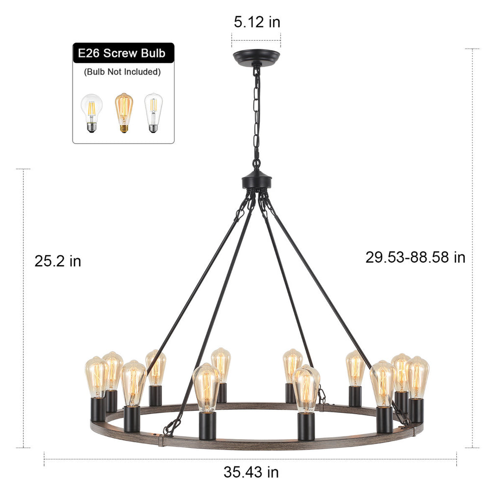 Hatsumi 12-Light Dimmable Wagon Wheel Chandelier