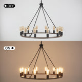 Hatsumi 12-Light Dimmable Wagon Wheel Chandelier