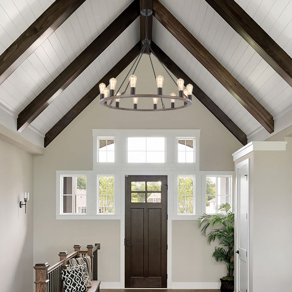 Hatsumi 12-Light Dimmable Wagon Wheel Chandelier