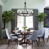 Hendon 12-Light Large Farmhouse Wagon Wheel Chandelier Candle Style Rustic Round Lights Fixture for Kitchen Island Living Room Foyer Entryway