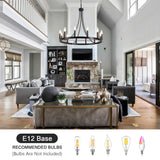Hendon 12-Light Large Farmhouse Wagon Wheel Chandelier Candle Style Rustic Round Lights Fixture for Kitchen Island Living Room Foyer Entryway