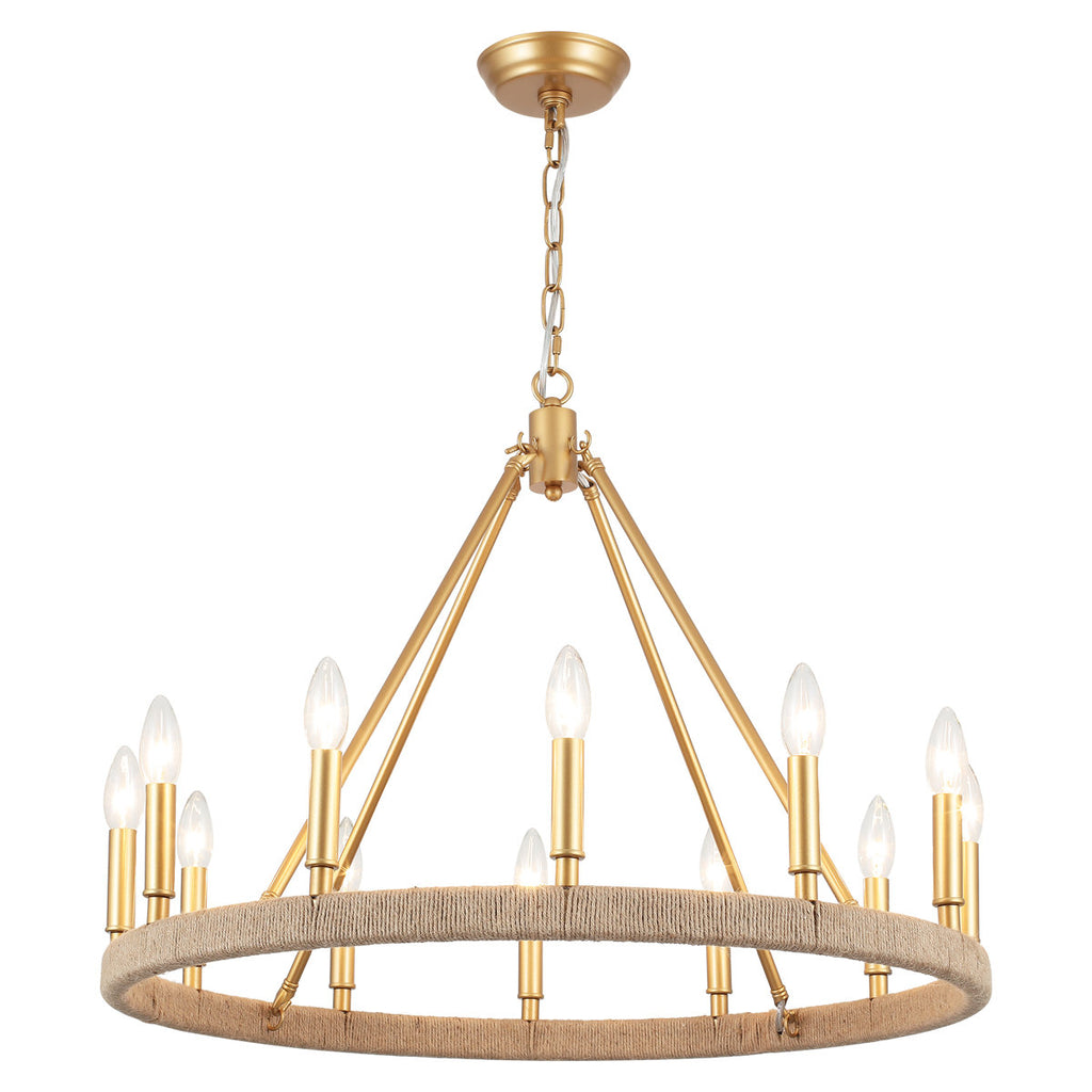Hendon 12-Light Dimmable Kitchen Island Wagon Wheel Chandelier