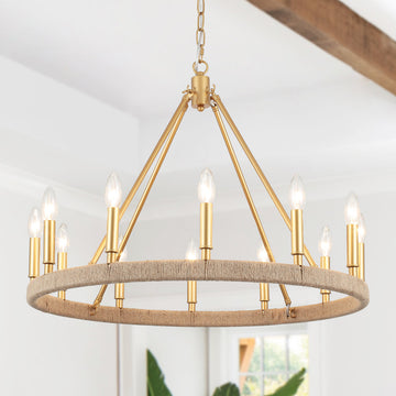 Hendon 12-Light Dimmable Kitchen Island Wagon Wheel Chandelier