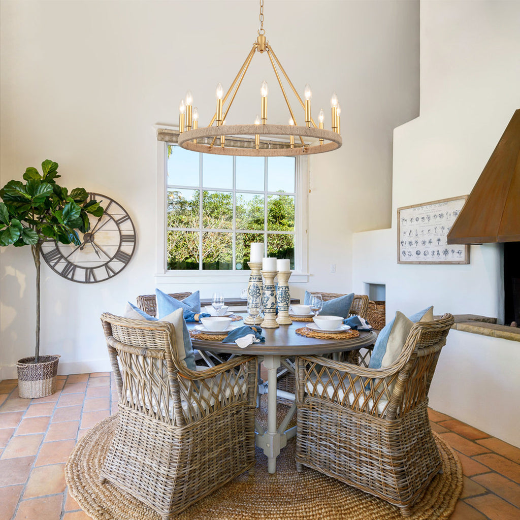 Hendon 12-Light Dimmable Kitchen Island Wagon Wheel Chandelier
