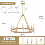 Hendon 12-Light Dimmable Kitchen Island Wagon Wheel Chandelier