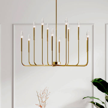 Jassel 12-Light 40"W Polished Brass Dimmable Classic Candle - Style Tradtional/Classic Chandelier for Dining Room or Kitchen