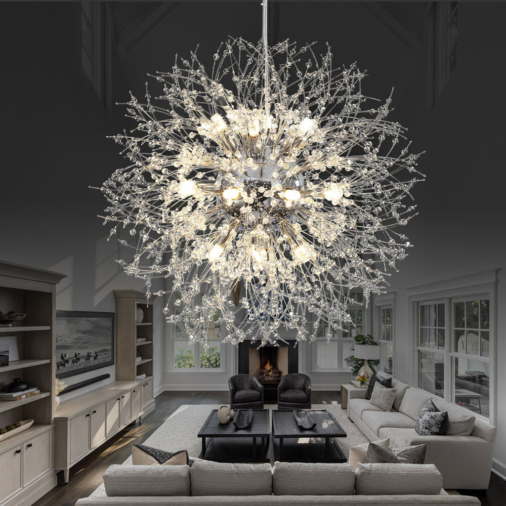 Kenden 16-Light Dimmable Sputnik Sphere Crystal Chandelier