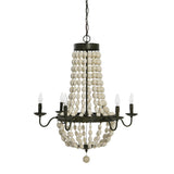 Metal and Draped Wood Bead Chandelier