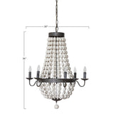 Metal and Draped Wood Bead Chandelier