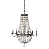 Metal and Draped Wood Bead Chandelier