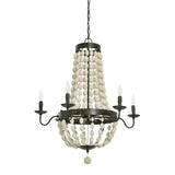 Metal and Draped Wood Bead Chandelier