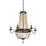 Metal and Draped Wood Bead Chandelier