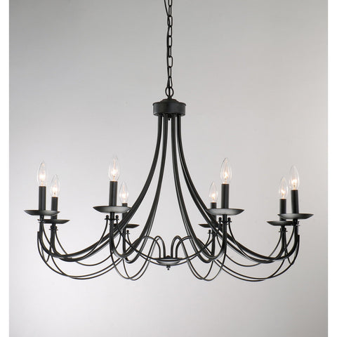 Raglin 8 - Light Candle Style Classic Chandelier with Wrought Iron