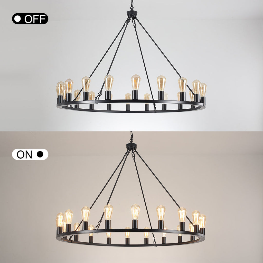 Romyn 20-Light Dimmable Wagon Wheel Chandelier