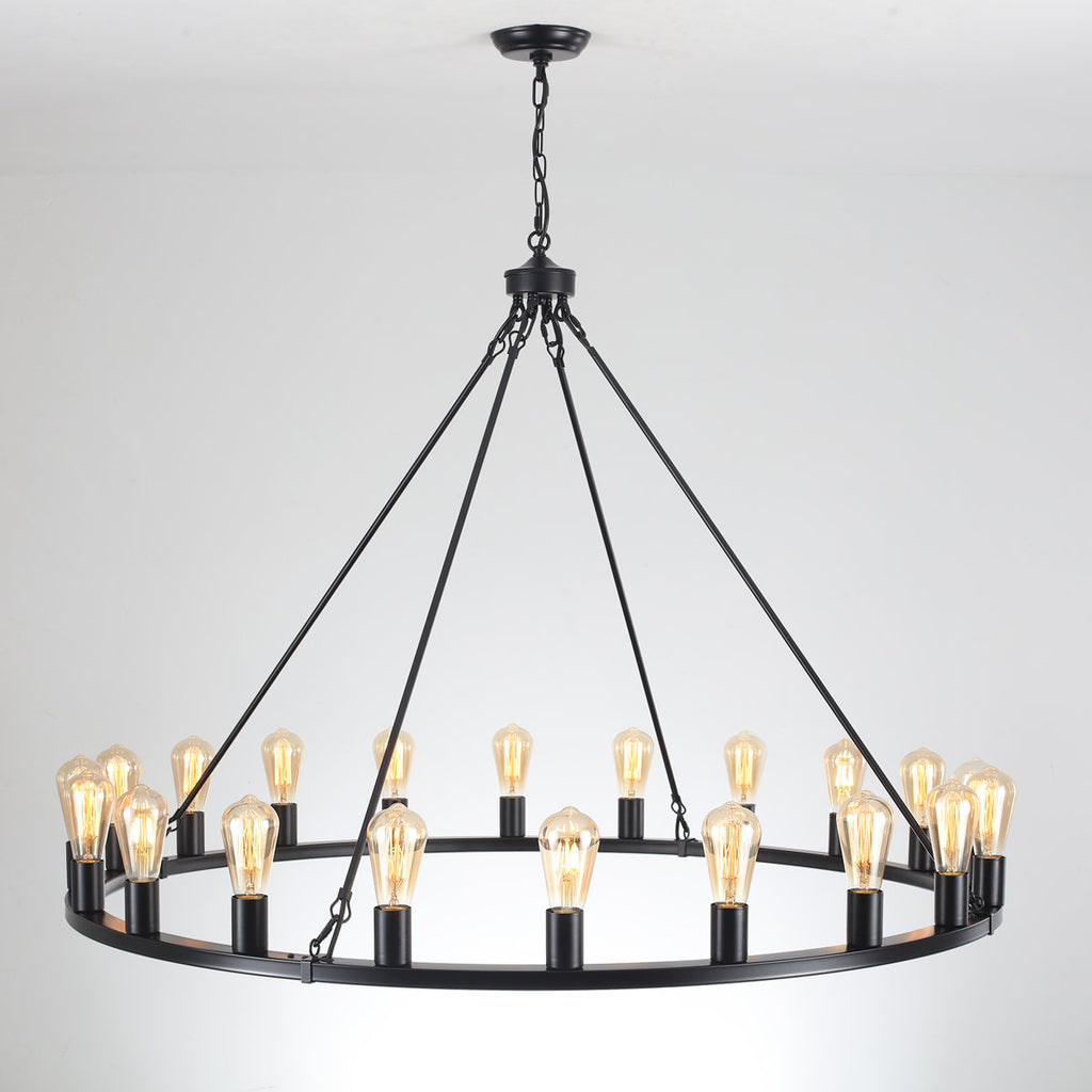 Romyn 20-Light Dimmable Wagon Wheel Chandelier