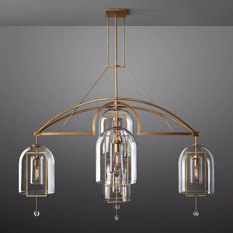 Modern Circular 73" Chandelier from Fulcron Collection 5 Lights - Antique Premium Metal with Refined Gold Finish - A500-CG/51001/73