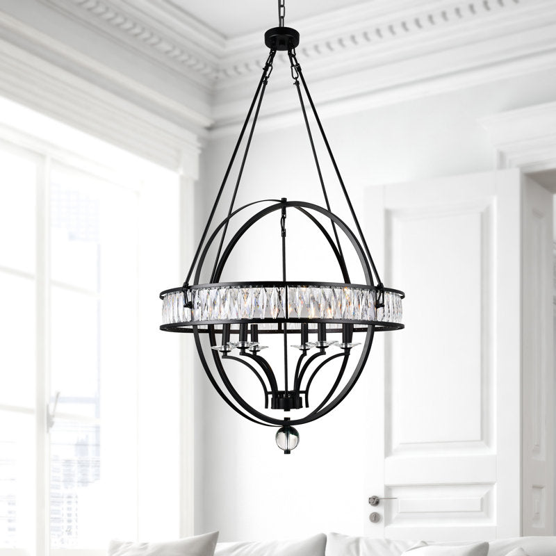 Worton 4 - Light 18W Lantern Square Black Modern Chandelier