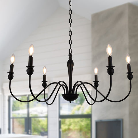 6-Light Chandelier In Matte Black