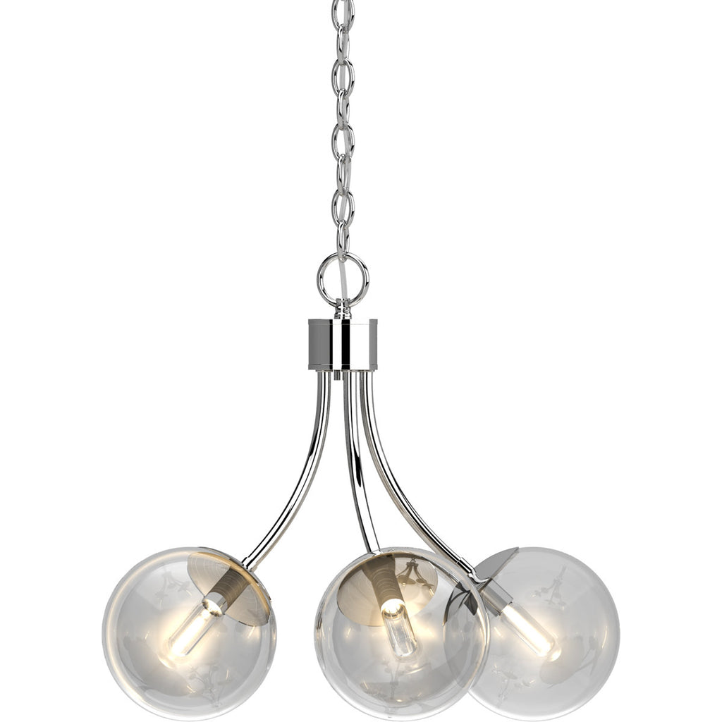 V2125 Clover 5-Light Indoor Chrome French-Inspired Hanging Chandelier with Clear Round/Sphere/Orb/Globe Glass Shades
