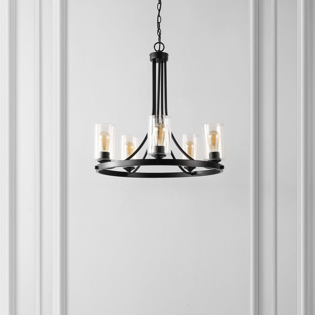 Virendra 5-Light Dimmable Wagon Wheel Chandelier
