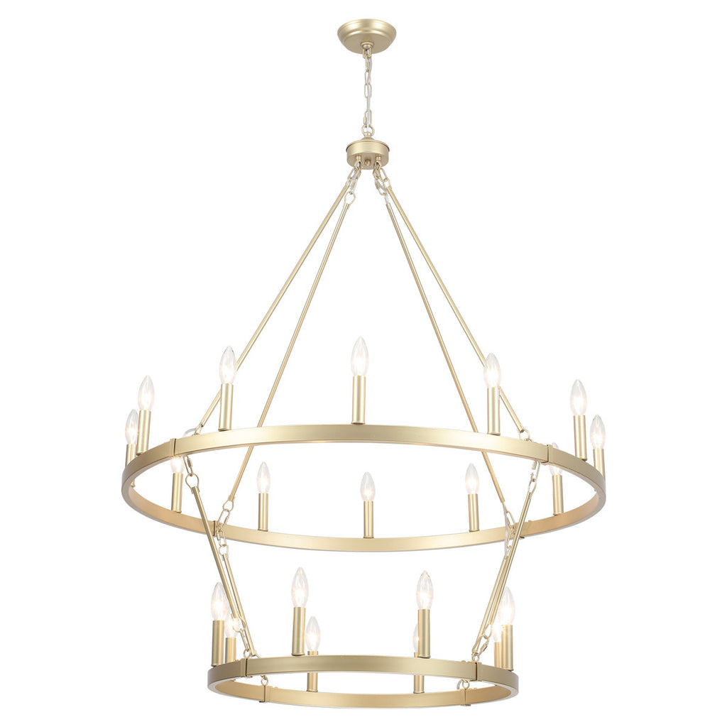 Wiam 40 in. 20 Light 2-Tiers Candle Style Dimmable Farmhouse Wagon Wheel Chandelier for Entryway Living Room Bedroom Foyer