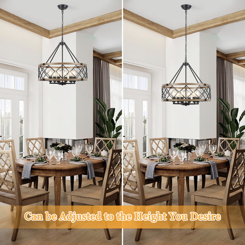 Williston Forge 6-Light 21.65" Dimmable Farmhouse Geometric Drum Chandelier Ceiling Lights for Foyer Kitchen Island Living Room