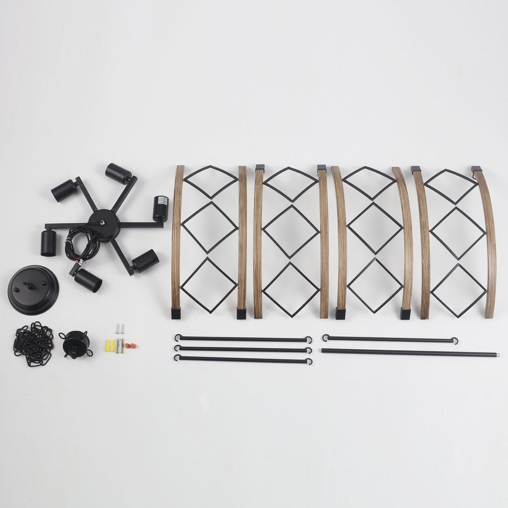 Williston Forge 6-Light 21.65" Dimmable Farmhouse Geometric Drum Chandelier Ceiling Lights for Foyer Kitchen Island Living Room