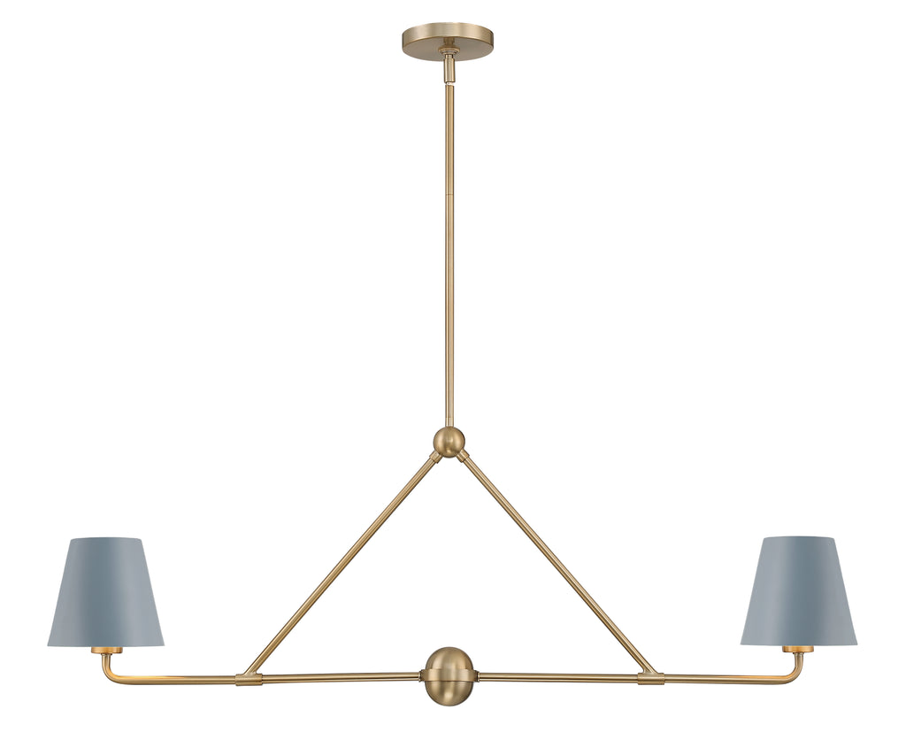 Xavier 2 Light Vibrant Gold + Blue Chandelier - C193-XAV-B9302-VG-BL