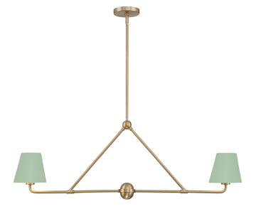 Xavier 2 Light Vibrant Gold + Green Chandelier - C193-XAV-B9302-VG-GR