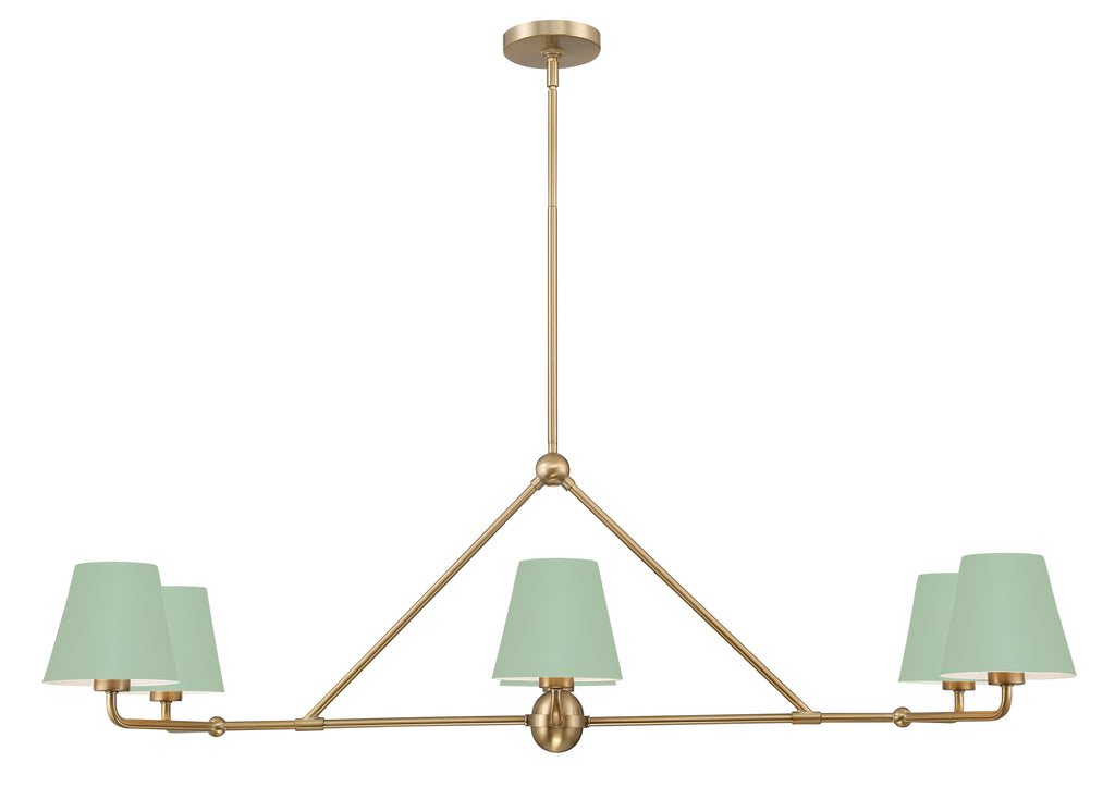 Xavier 6 Light Vibrant Gold + Green Chandelier - C193-XAV-B9306-VG-GR