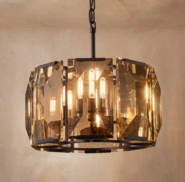 Inspired Harlow Style 19 Inch Round Crystal Prism Chandelier Iron - Main Product View