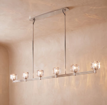 Inspired Demaret Style 72 Inch Linear Crystal Chandelier Polished Nickel - Main Product View