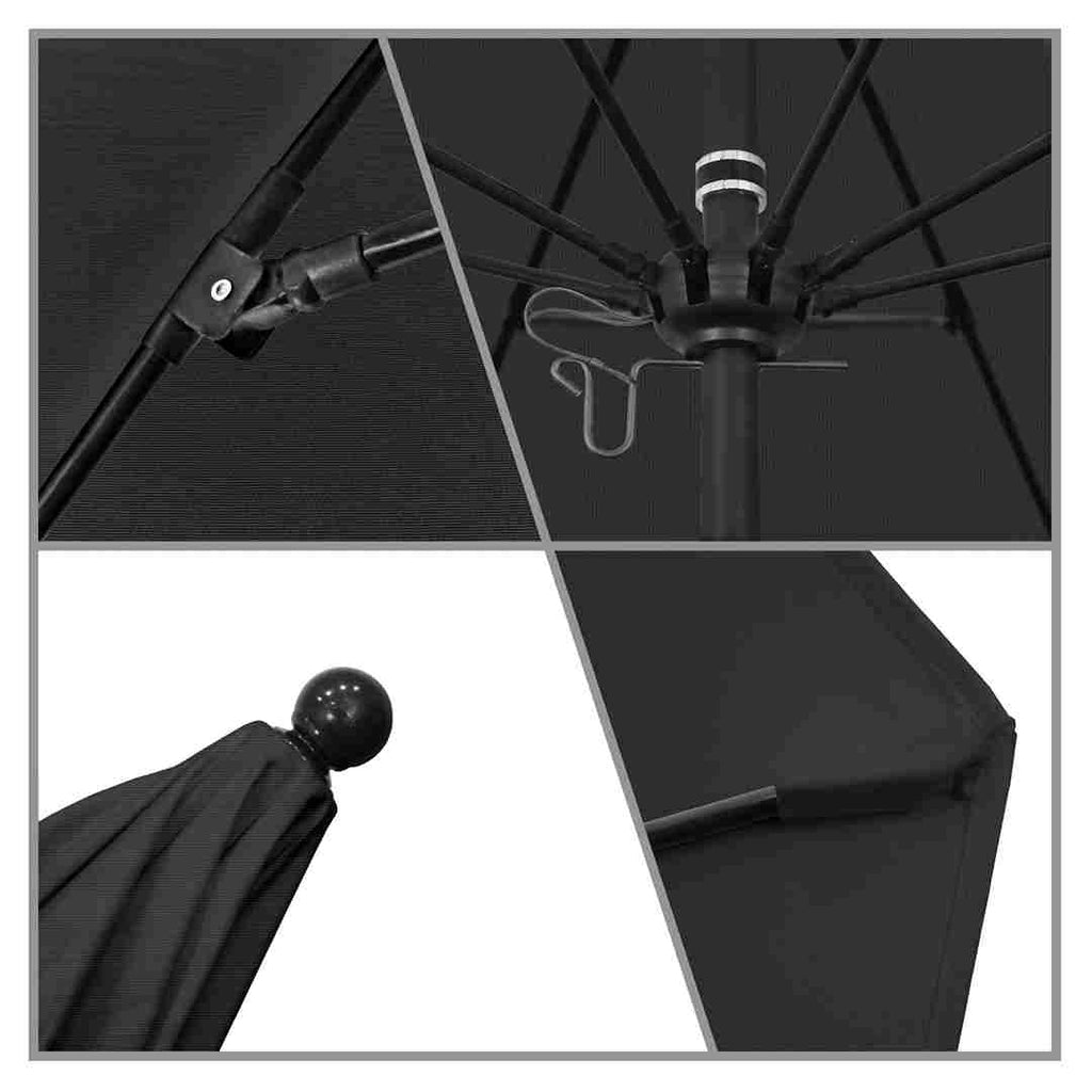 Black 9' Patio Umbrella Black Pole, Canopy