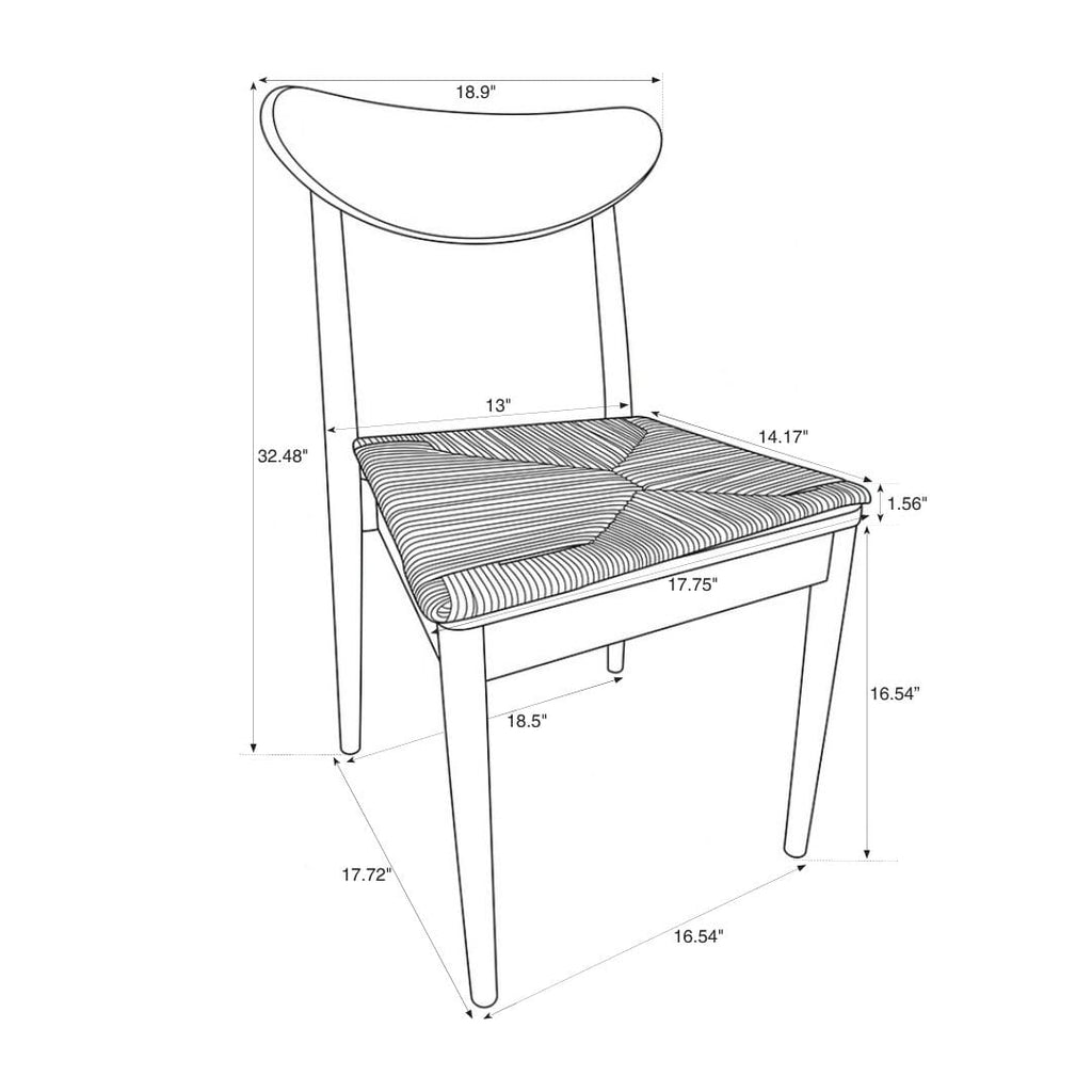 Black Wood Antler Chair with Natural Rope Seat