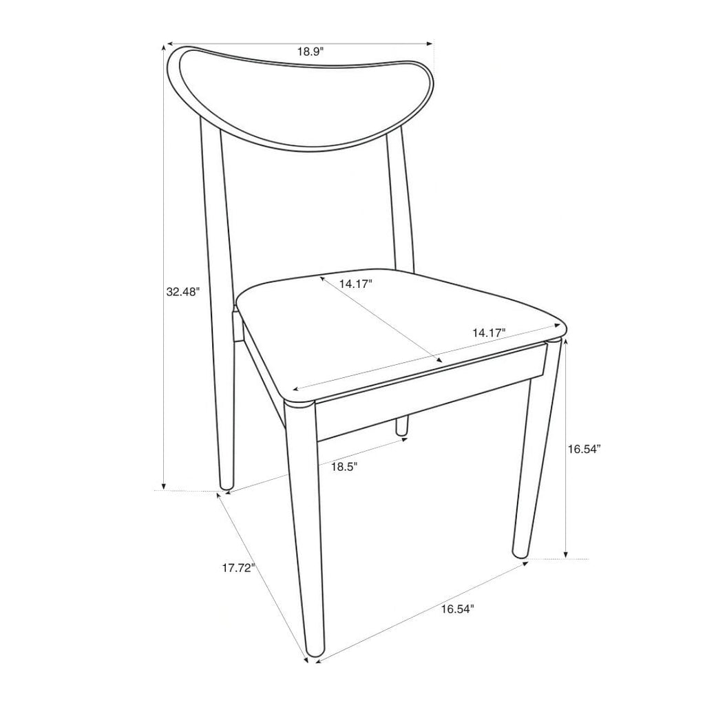 Walnut Finish Wood Antler Chair with White Vinyl Cushion