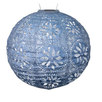 Metallic Blue Boho 12" Globe Soji Stella Solar Lantern