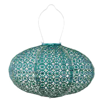 Metallic Emerald Oval Wagon Wheel 14" x 9" Solar Lantern