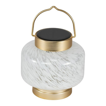 White Square Boaters Lantern Hand Blown Glass Solar Lantern